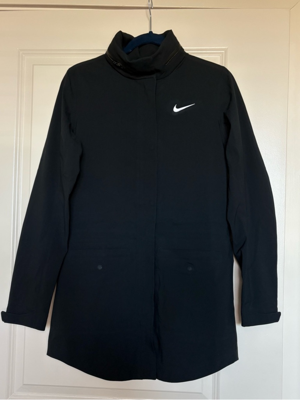 Nike Golf Women's Storm Fit Long Jacket with Stowable Hood Black Size Small
